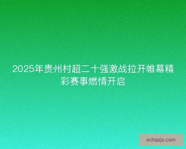 2025年贵州村超二十强激战拉开帷幕精彩赛事燃情开启 2025年贵州村超二十强激战拉开帷幕精彩赛事燃情开启