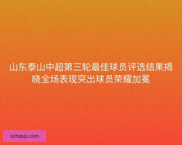 山东泰山中超第三轮最佳球员评选结果揭晓全场表现突出球员荣耀加冕 山东泰山中超第三轮最佳球员评选结果揭晓全场表现突出球员荣耀加冕